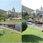Molinaseca antes y después de la llegada del lodo.