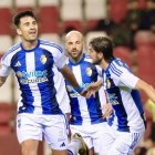 La Deportiva superó con tres goles el escollo que representaba en La Gaunas la UD Logroñés para meterse en la segunda ronda de la Copa del Rey.