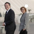 García Ortiz y la fiscal Teresa Gisbert a su llegada al funeral de Estado de la dana.