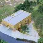 Diseño exterior del Aula Arqueológica de Las Médulas.  Acceso principal al nuevo edificio.