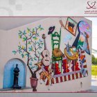 Detalle del mural realizado por el artista leonés Carlos Álvarez las Heras comisionado por la embajada de España en Catar.