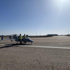 El Searcher, antes de despegar durante la demostración para la delegación de Airbus.