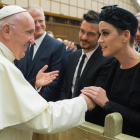 Katy Perry y Orlando Bloom con el Papa Francisco, el pasado sábado.