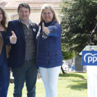 Muñoz, Mañueco y Torre, ayer en el mitin del parque del Cid. RAMIRO