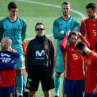 La selección española, antes de hacerse la foto oficial.