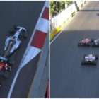 Los dos toques entre Vettel y Hamilton en Bakú.