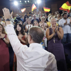 Feijóo durante un acto de la campaña electoral, ayer en Valencia. BIEL ALINO