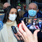 Inés Arrimadas y Francisco Igea ayer, en Palencia. ALMUDENA ÁLVAREZ