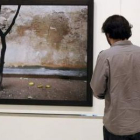 Un visitante observa una de las imágenes que compone la exposición.
