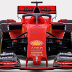 El nuevo monoplaza de Ferrari, con los nuevos colores, que conducirán Sebastian Vettel y Charles Leclerc.