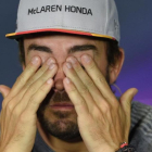 Fernando Alonso en la rueda de prensa del Circuit de Catalunya.
