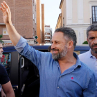 Santiago Abascal ayer en Valladolid, donde abrió la campaña electoral de Vox. NACHO GALLEGO