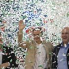 José Antonio Griñán, José Luis Rodríguez Zapatero y Manuel Chaves, durante el mitin de Dos Hermanas