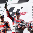 Jorge Lorenzo celebra la victoria en el GP de Austria.
