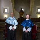 Antonio Colinas y Margaret Murnane, ambos investidos ayer doctores honoris causa de la Usal. ICAL