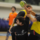 El pivote Andreu, Chernov y Castresana, durante un entrenamiento.