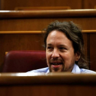 El líder de Podemos, Pablo Iglesias, en el Congreso.