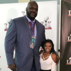 Shaquille O'Neal y Simone Biles, en la Super Bowl.