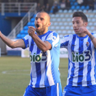 Yuri celebra junto a su compañero Sergio Rodríguez el gol que empataba la contienda en el minuto 64.