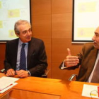 María García, José Ángel Azuara y Josep Cerveró, ayer en la sede de la Ciudad de la Energía.