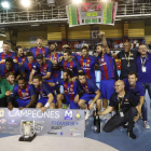 El Barcelona sufrió ante al Naturhouse pero al final volvió a levantar la Copa del Rey en León. JESÚS
