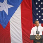 Obama pronuncia un discurso en el aeropuerto de San Juan en Puerto Rico.