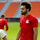 Mohamed Salah, el jueves, en el entrenamiento de Egipto.