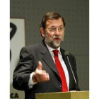 Mariano Rajoy, en una conferencia, ayer, en Pontevedra