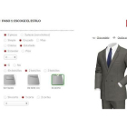 Captura de pantalla del configurador de trajes de la tienda online Tailor 4 less