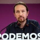 Pablo Iglesias, en rueda de prensa tras las elecciones del 26-M.