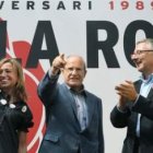 La ministra Chacón, el presidente de la Generalitat José Montilla y el ministro Blanco, en la Fiesta