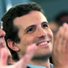 El presidente del PP, Pablo Casado, en un acto de partido en Sevilla