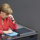 Merkel, en una sesión extraordinaria del Bundestag.