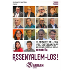 Cartel de Arran contra concejales de Lleida de PSC, Ciutadans y PPC.