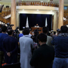 El portavoz talibán anuncia el gobierno interino. STRINGER