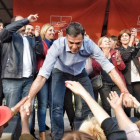 El candidato del PSOE a las primarias, Pedro Sánchez, en un acto en Sabadell