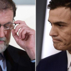 Mariano Rajoy y Pedro Sánchez en dos imágenes de archivo.