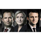 De izquierda a derecha, los candidatos al Elíseo: Fillon, Hamon, Le Pen, Macron y Mélenchon.