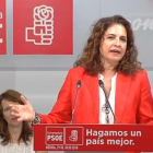 La ministra de Hacienda, María Jesús Montero, durante el acto socialista de este domingo en Mérida.
