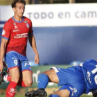 Diego Rodríguez aborta con una gran intervención una ocasión de gol del jugador local Marcos Baselga. TWITTER CD CALAHORRA