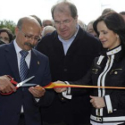 José María Ignacio Barrasa, Herrera y Silvia Clemente, inauguran la feria agrícola de Lerma.