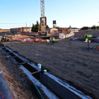 Avance de las obras para eliminar el fondo de saco en la estación de León, ayer tarde. RAMIRO
