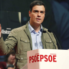 El secretario general del PSOE, Pedro Sánchez, en un acto celebrado ayer en Zaragoza.