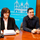 Amparo Vidal y Roberto Mendo, ayer ante los periodistas. DL