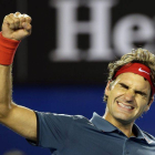 El tenista suizo Roger Federer celebra su victoria ante el británico Andy Murray.