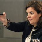 Sáenz de Santamaría, en rueda de prensa tras el consejo de ministros de ayer.