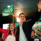Pedro Sánchez y Susana Díaz, en un mitin del PSOE en Marbella (Málaga) durante la campaña para las elecciones andaluzas de 2018.