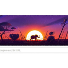 Un elefante en la sabana, una de las imágenes del doodle de Google dedicado al Día de la Tierra.