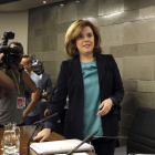 La vicepresidenta del Gobierno, Soraya Sáenz de Santamaría, ayer en rueda de prensa.
