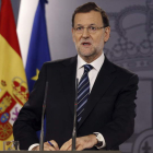 El presidente del Gobierno español, Mariano Rajoy, durante su comparecencia de ayer.